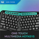 Adesso AKB - 150UB - TAA Secure Black Ergonomic Desk Keyboard with Built - In Smart Card Reader - Store 42