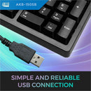 Adesso AKB - 150UB - TAA Secure Black Ergonomic Desk Keyboard with Built - In Smart Card Reader - Store 42