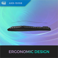 Adesso AKB - 150UB - TAA Secure Black Ergonomic Desk Keyboard with Built - In Smart Card Reader - Store 42