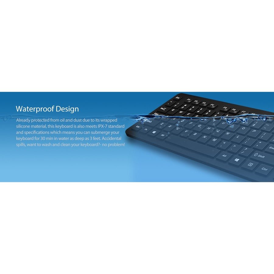 Adesso AKB - 235UB Antimicrobial Waterproof USB Desktop Keyboard for Laboratories & Medical Use - Store 42