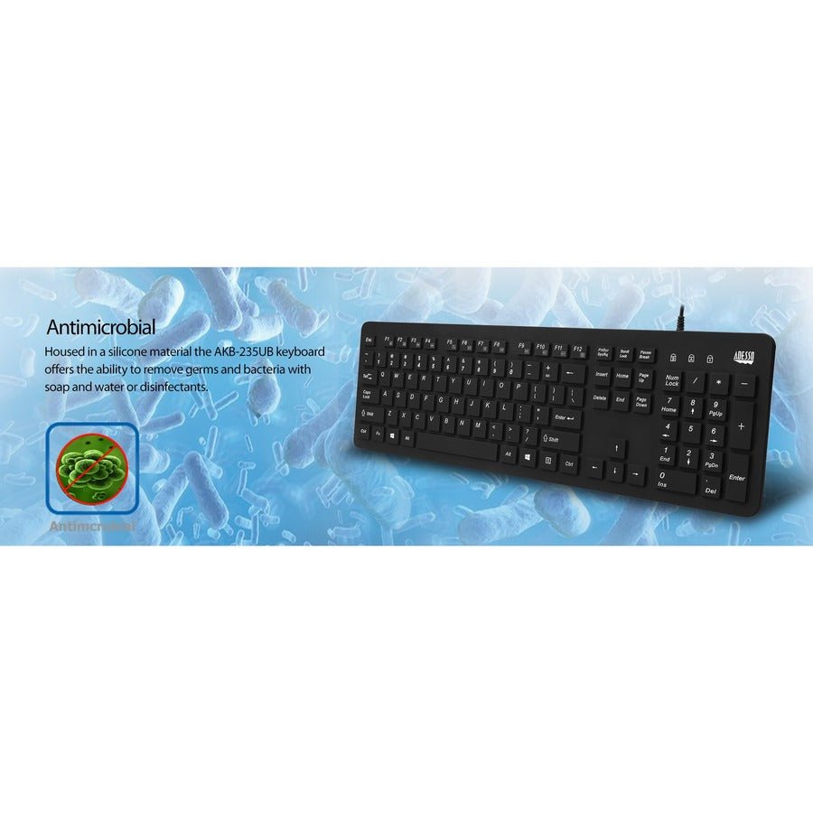 Adesso AKB - 235UB Antimicrobial Waterproof USB Desktop Keyboard for Laboratories & Medical Use - Store 42