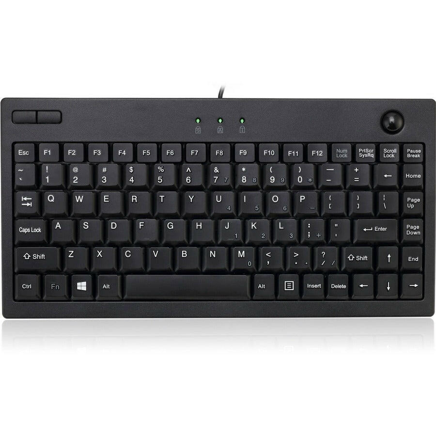 Adesso AKB-310UB Mini Trackball Keyboard with Optical Trackball | Compact USB Keyboard for Precise Control