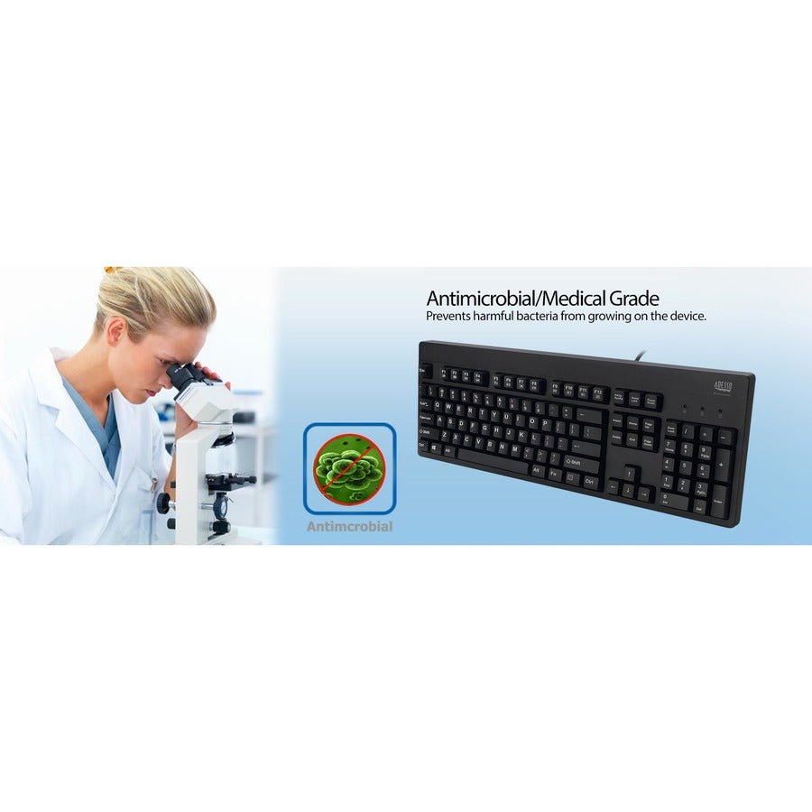 Adesso AKB - 630UB Antimicrobial Waterproof Membrane Keyboard - IP67 Rated, Durable for Offices & Clinics - Store 42