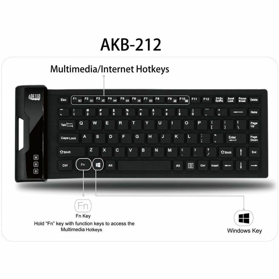 Adesso Antimicrobial USB Keyboard - Waterproof, Flexible Design for Health and Safety - Store 42