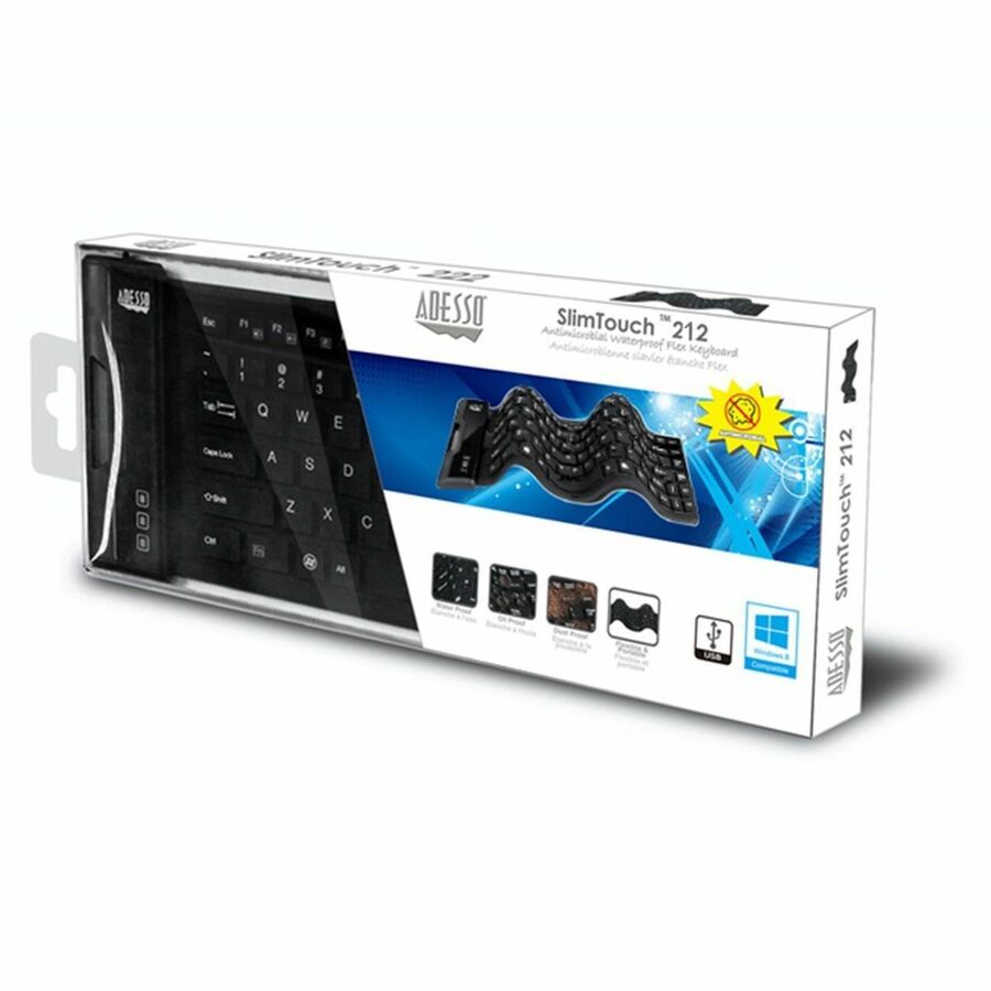 Adesso Antimicrobial USB Keyboard - Waterproof, Flexible Design for Health and Safety - Store 42