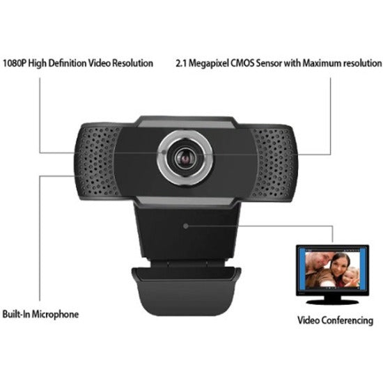 Adesso CyberTrack H4 1080P USB Webcam with 2.1MP Sensor and Built-In Microphone for Video Conferencing