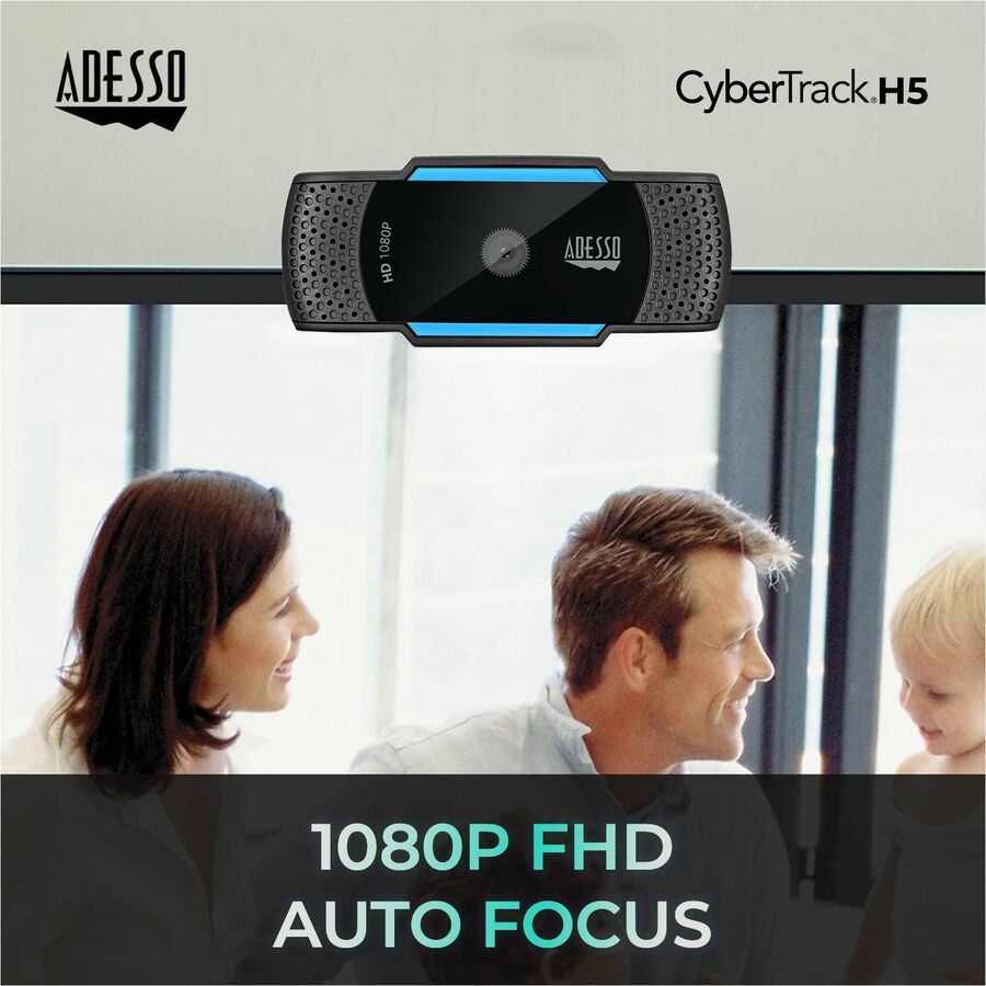 Adesso CyberTrack H5 1080P Webcam with Autofocus, Dual Microphone, Privacy Shutter & Tripod Mount - Store 42