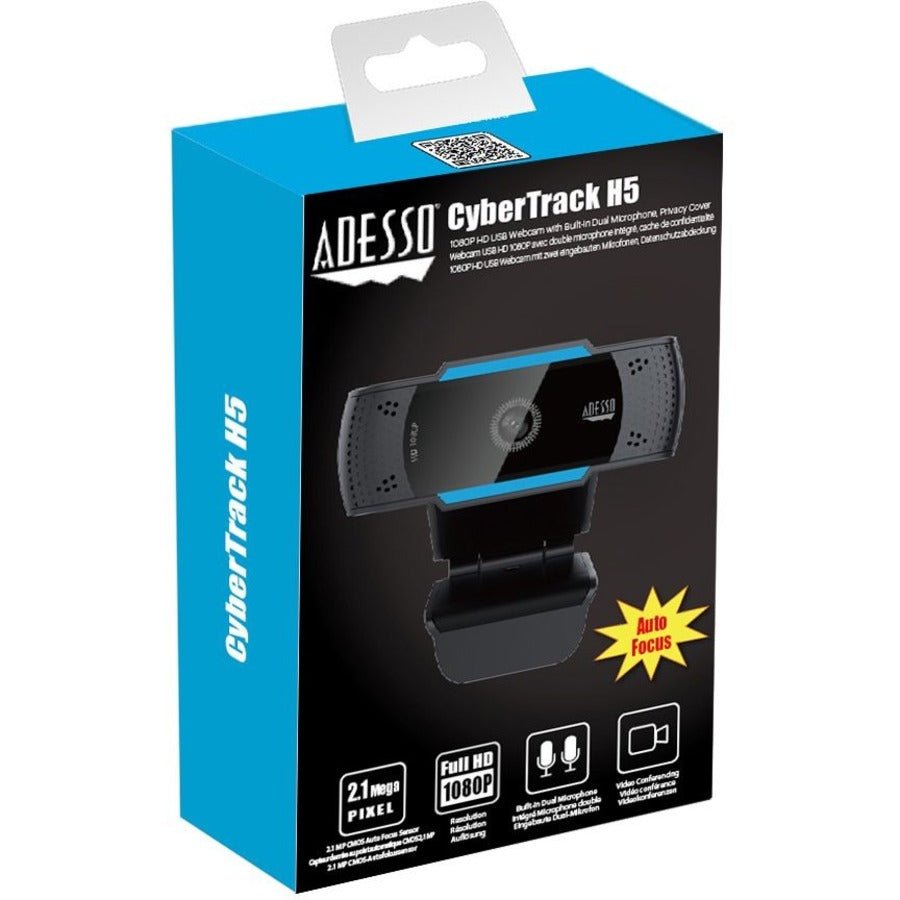 Adesso CyberTrack H5 1080P Webcam with Autofocus, Dual Microphone, Privacy Shutter & Tripod Mount - Store 42