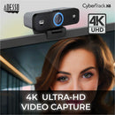 Adesso CyberTrack K4 8MP 4K Webcam - Ultra HD, Dual Microphones, 5 Adjustable Angles