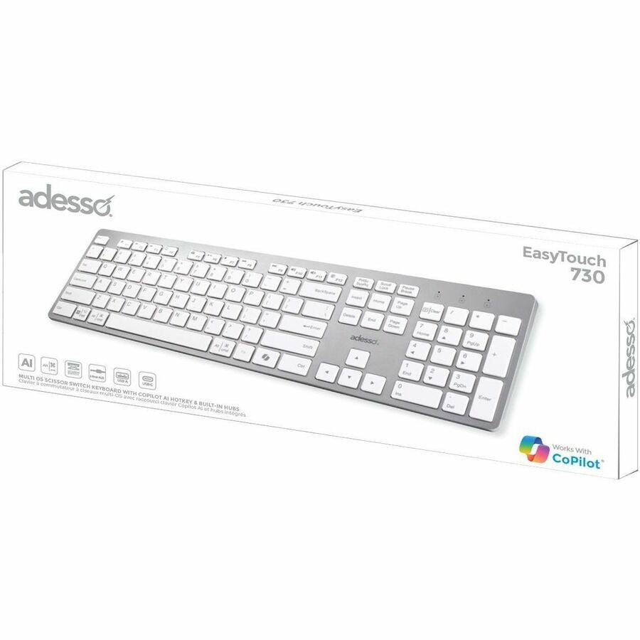 Adesso EasyTouch 730UW USB - C Keyboard - CoPilot AI Ready, Low Profile Scissor Switch, Multi - OS Compatible - Store 42