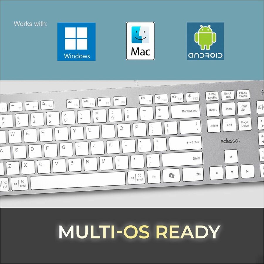 Adesso EasyTouch 730UW USB - C Keyboard - CoPilot AI Ready, Low Profile Scissor Switch, Multi - OS Compatible - Store 42
