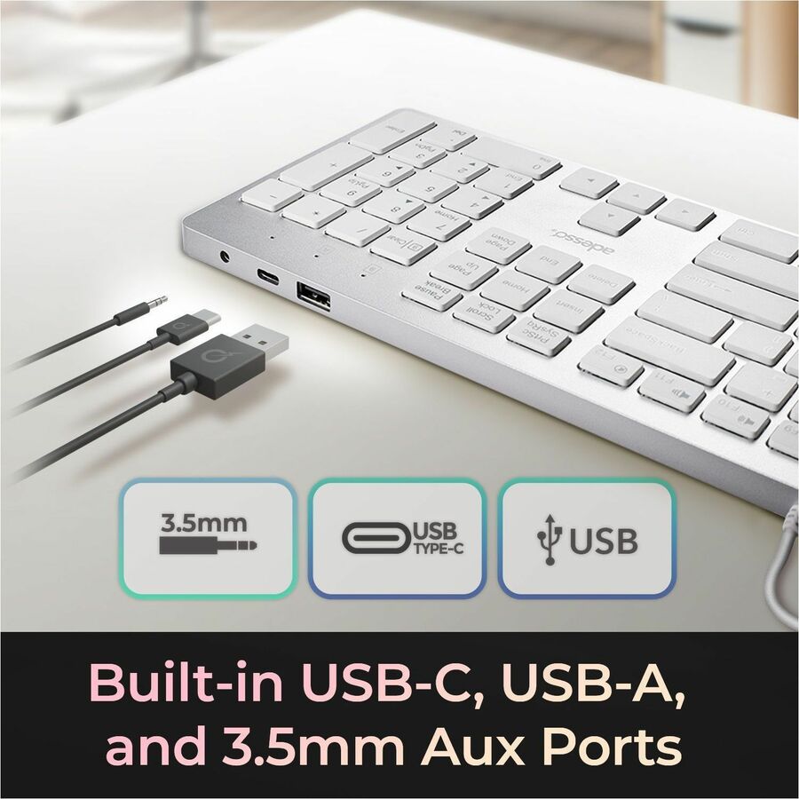 Adesso EasyTouch 730UW USB - C Keyboard - CoPilot AI Ready, Low Profile Scissor Switch, Multi - OS Compatible - Store 42