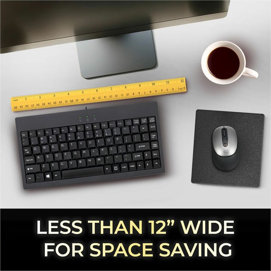 Adesso EasyTouch AKB - 110B Mini Keyboard - USB/PS2, 87 Keys, Space - Saving Design, Membrane Keys - Store 42