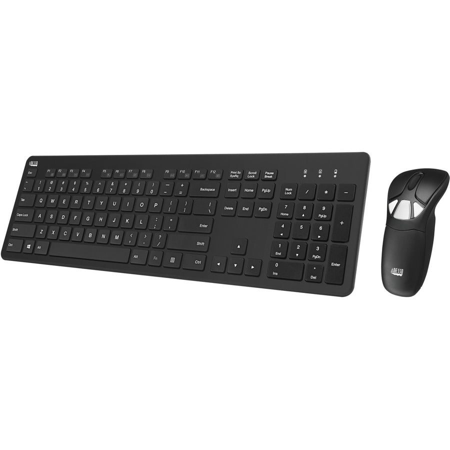Adesso Go Plus Air Mouse Keyboard - 2.4GHz Wireless, Compact, Portable with Multimedia Controls