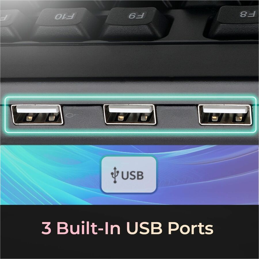 Adesso Multimedia Keyboard with 3 - Port USB Hub, Quiet Membrane Keys & 14 Hotkeys, Black - Store 42