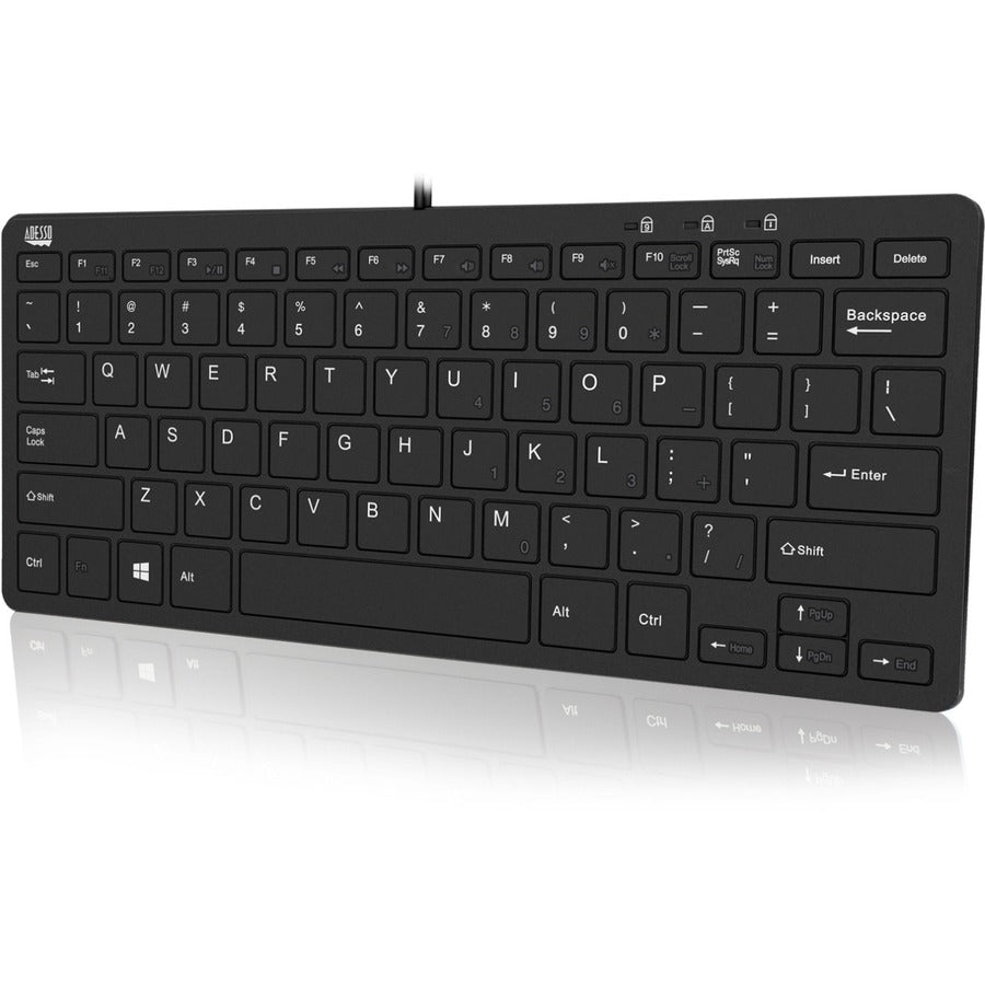 Adesso SlimTouch 510 Mini Keyboard with 2 - Port USB Hub - Compact 78 - Key Design for Efficient Typing - Store 42