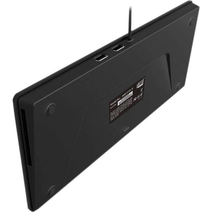 Adesso SlimTouch 510 Mini Keyboard with 2 - Port USB Hub - Compact 78 - Key Design for Efficient Typing - Store 42