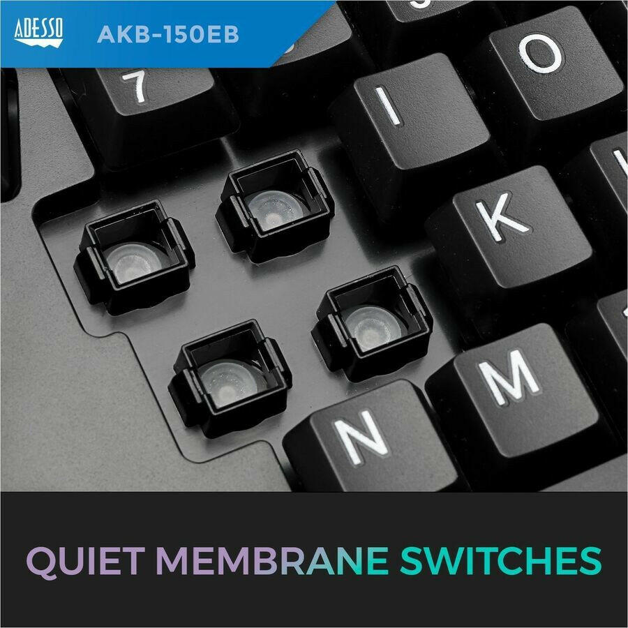 Adesso Tru-Form 150 Ergonomic Keyboard with 3-Color Backlight, Split Key Design, and Integrated Palm Rest