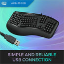 Adesso Tru-Form 150 Ergonomic Keyboard with 3-Color Backlight, Split Key Design, and Integrated Palm Rest