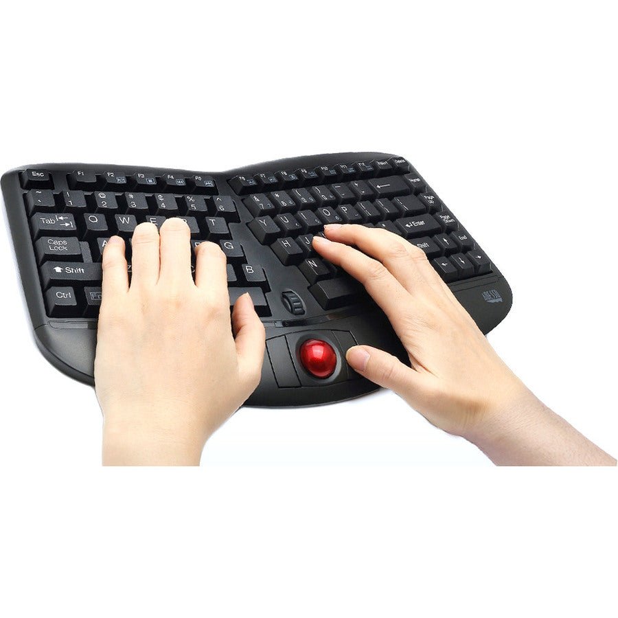 Adesso Tru-Form 3150 Wireless Ergonomic Trackball Keyboard with Built-In Scroll Wheel, Palm Rest