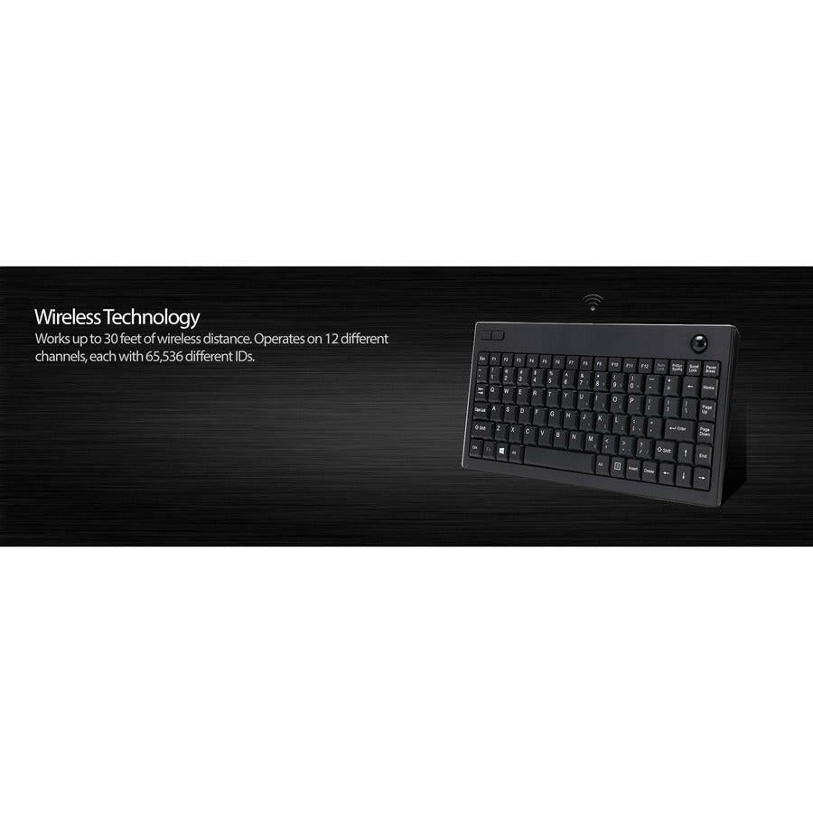Adesso Wireless 2.4G Mini Trackball Keyboard with Built-in Trackball for Compact Spaces