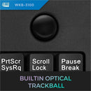 Adesso Wireless 2.4G Mini Trackball Keyboard with Built-in Trackball for Compact Spaces