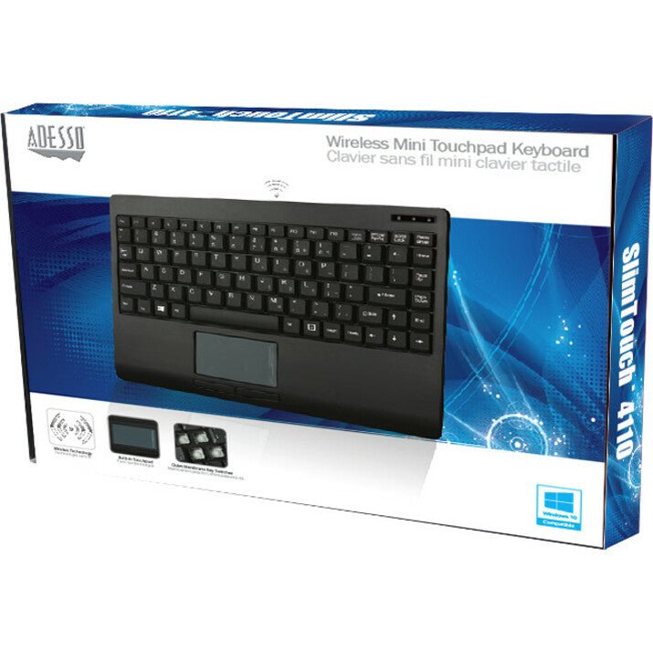 Adesso Wireless Mini Touchpad Keyboard - 2.4GHz RF, GlidePoint Touchpad, Compact Design - Store 42