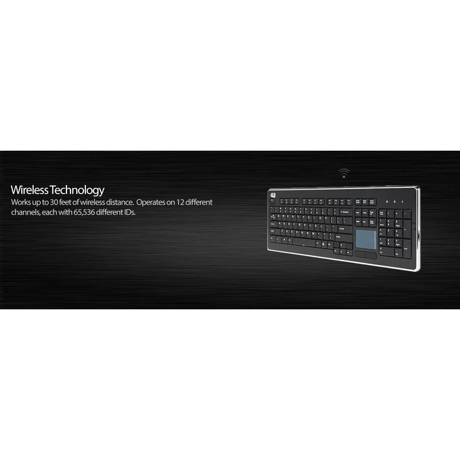 Adesso Wireless SlimTouch 104 - Key Touchpad Keyboard with Multimedia Hotkeys - Elegant Black Design - Store 42