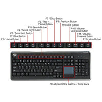 Adesso Wireless SlimTouch 104 - Key Touchpad Keyboard with Multimedia Hotkeys - Elegant Black Design - Store 42