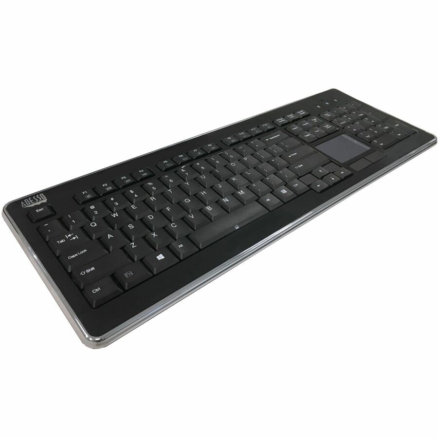 Adesso Wireless SlimTouch 104-Key Touchpad Keyboard with Multimedia Hotkeys - Elegant Black Design