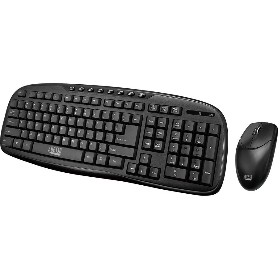 Adesso WKB-1330CB Wireless Multimedia Keyboard & Mouse Combo - 2.4GHz, Spill-Resistant, 1200 DPI Optical