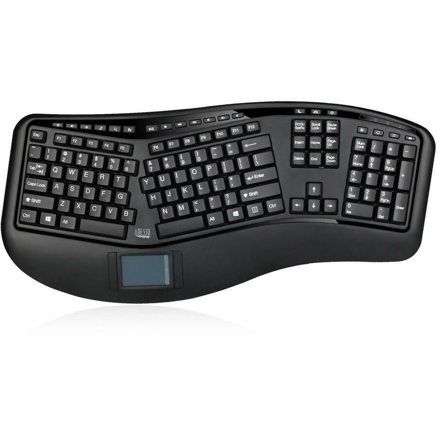 Adesso WKB - 4500UB Wireless 3D Ergonomic Touchpad Keyboard with Split Key Design & Hotkeys - Store 42