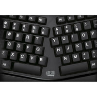 Adesso WKB - 4500UB Wireless 3D Ergonomic Touchpad Keyboard with Split Key Design & Hotkeys - Store 42