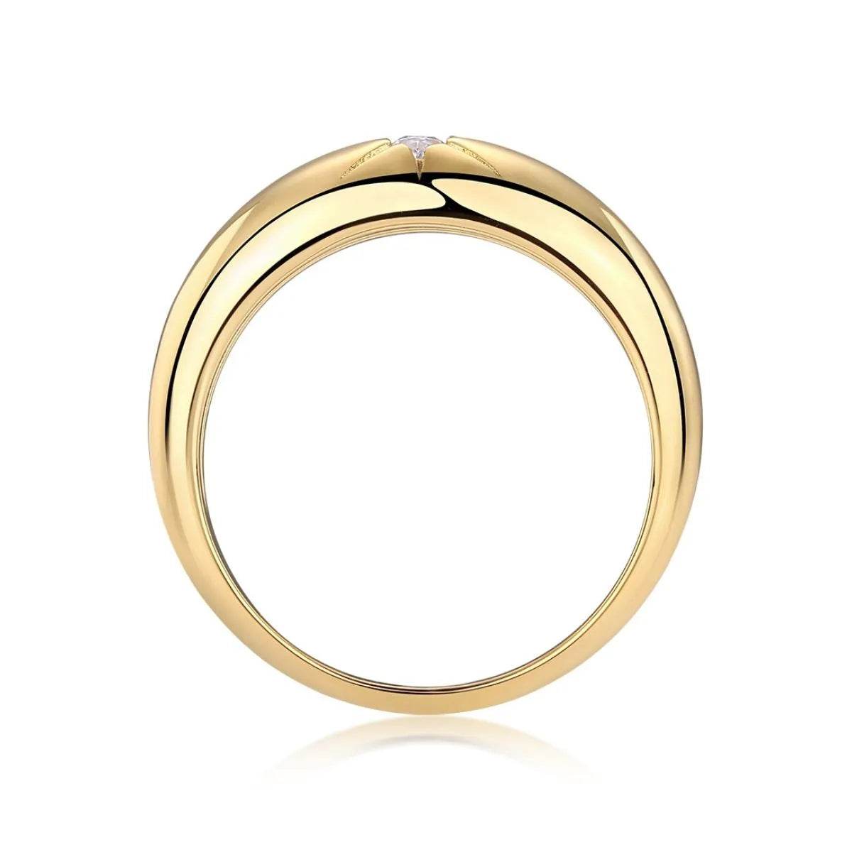 Elegant 925 Sterling Silver Moissanite Ring with 0.1ct Gemstone - Stunning 18K Gold-Plated Design - Store 42