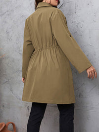 Honey Plus Size Lapel Collar Drawstring Roll-Tab Sleeve Trench Coat - Store 42