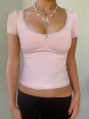 Scoop Neck Short Sleeve T-Shirt for Women - Slightly Stretchy, 94% Polyester, Easy Care - Store 42