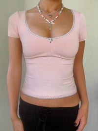 Scoop Neck Short Sleeve T-Shirt for Women - Slightly Stretchy, 94% Polyester, Easy Care - Store 42