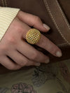 Stainless Steel Textured Dome Ring Gold 7