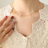 Elegant 18K Gold-Plated Titanium Steel Charm Necklace - 15.7 Inch Adjustable Length - Store 42