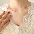 Elegant 18K Gold-Plated Titanium Steel Charm Necklace - 15.7 Inch Adjustable Length - Store 42