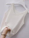 Plus Size Ribbed Knit Scoop Neck Tank Top White