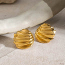 18K Gold-Plated Stainless Steel Shell Shape Stud Earrings - Elegant and Lightweight - Store 42