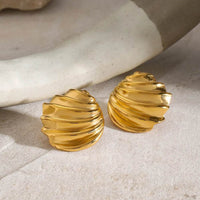 18K Gold-Plated Stainless Steel Shell Shape Stud Earrings - Elegant and Lightweight - Store 42