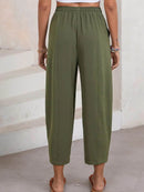 Full Size Drawstring Wide Leg Cropped Pants Plus Size - Store 42
