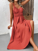 V-Neck Wide Strap Midi Cami Dress