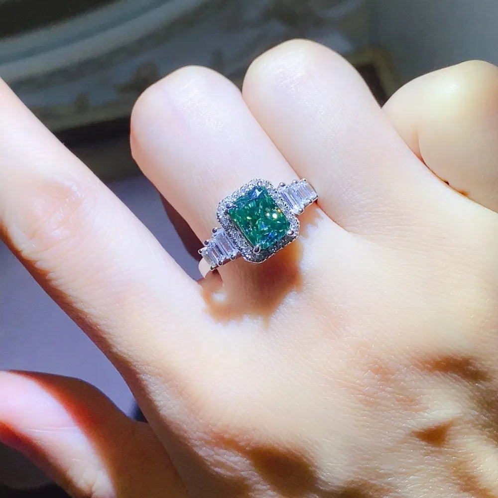 2 Carat Moissanite Engagement Ring in 925 Sterling Silver - Elegant Platinum-Plated Design