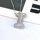 Elegant Copper Inlaid Zircon Letter Pendant Necklace - Platinum-Plated with 16.9 In Chain - Store 42