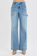 RISEN Full Size High Rise Straight Leg Jeans with Front Pockets Plus Size - Store 42