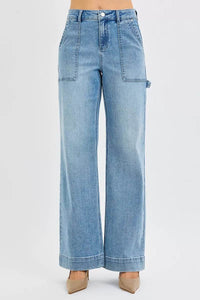 RISEN Full Size High Rise Straight Leg Jeans with Front Pockets Plus Size - Store 42