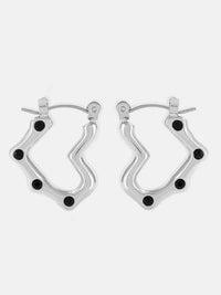 Elegant 18K Gold-Plated Stainless Steel Heart Earrings with Rhinestones - Trendy Jewelry Accessory - Store 42